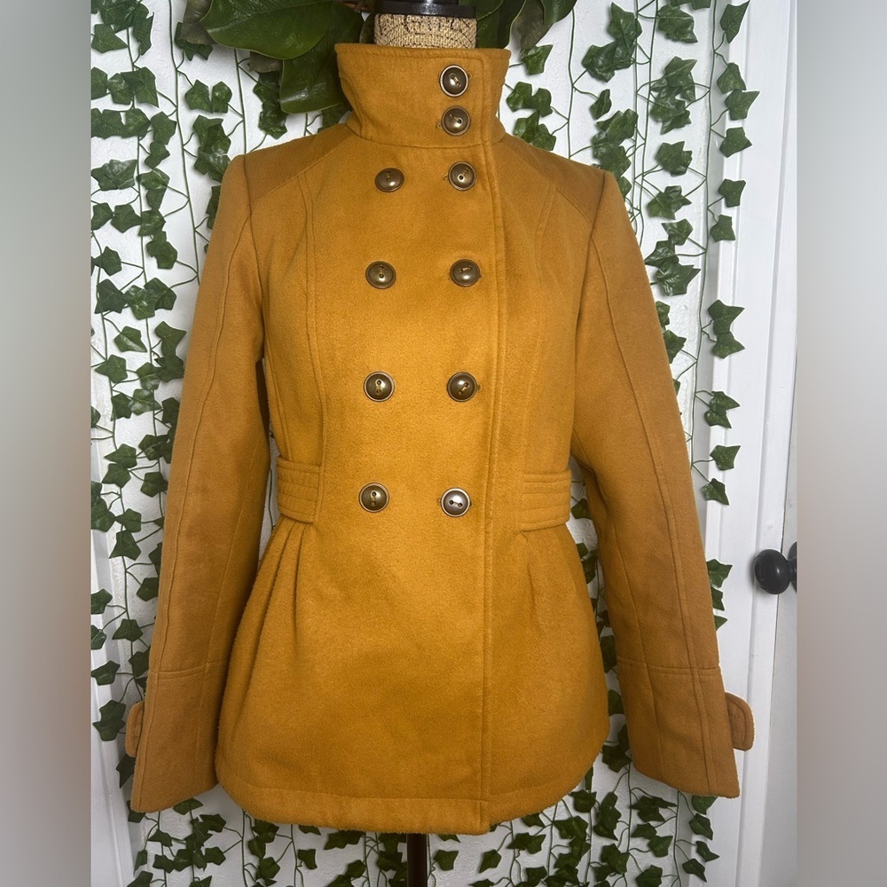 Pink Envelope Brown Peacoat High Collar Wool-Blend